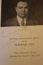 Load image into Gallery viewer, 1932 Walker Cup Golf Program - The Country Club Brookline, signed by Bobby Jones